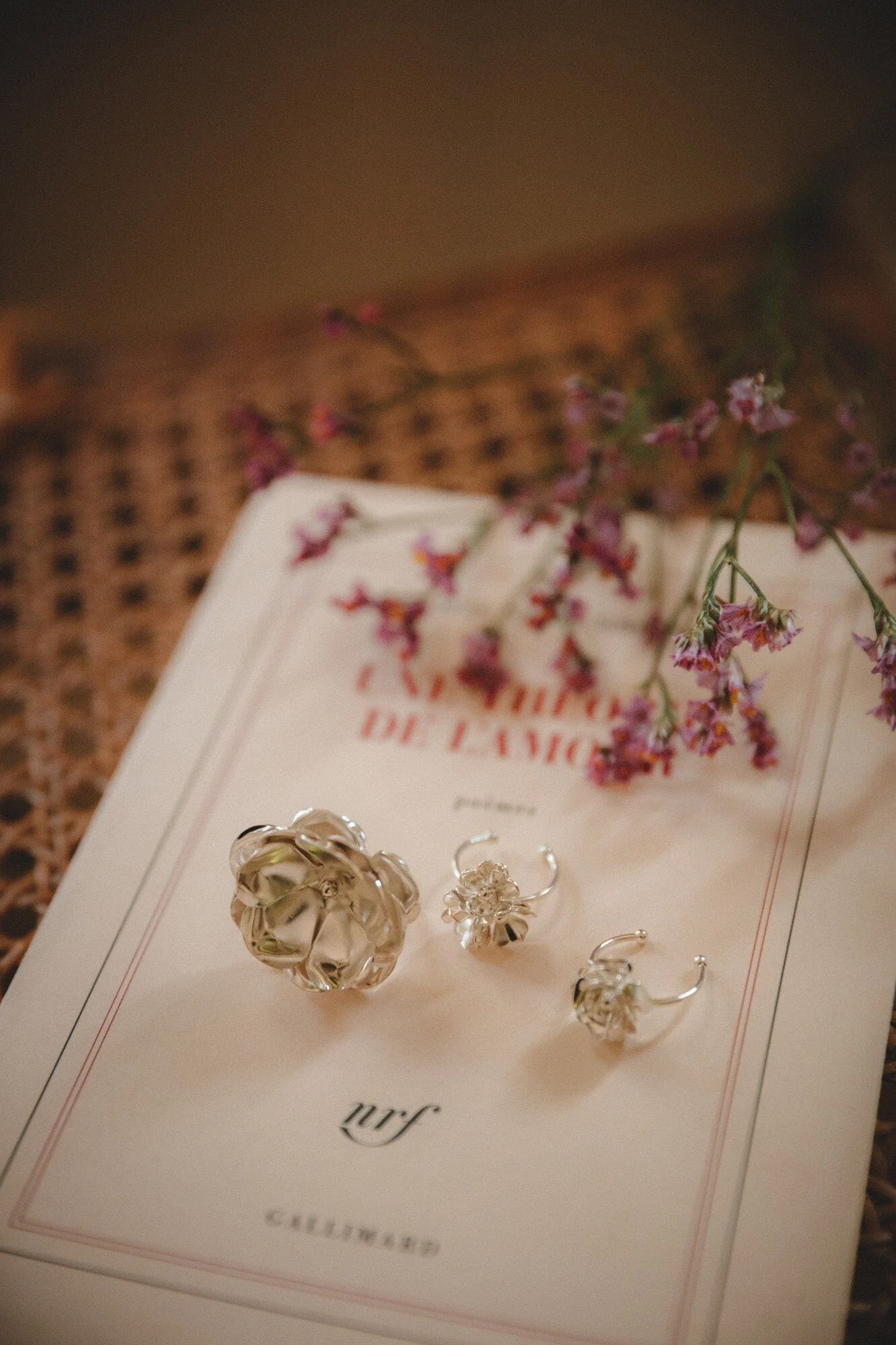 AGLAÉ - Bague trio fleurs doré à l'or fin | Argent