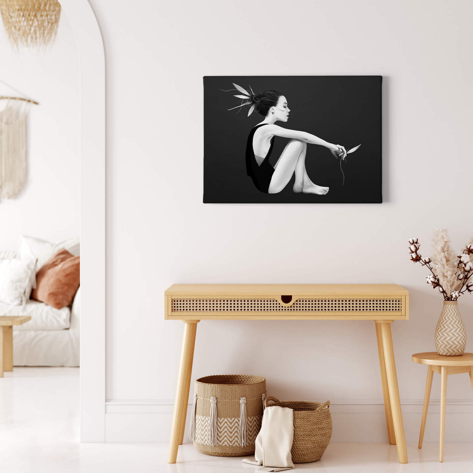 Leinwandbild FRAU - schwarz-weiß - 70x50 cm