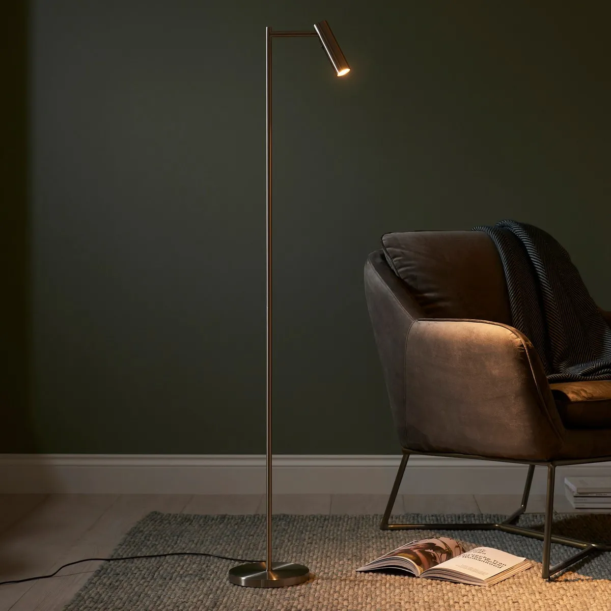 Endon Lampadaire à LED - Nickel satiné