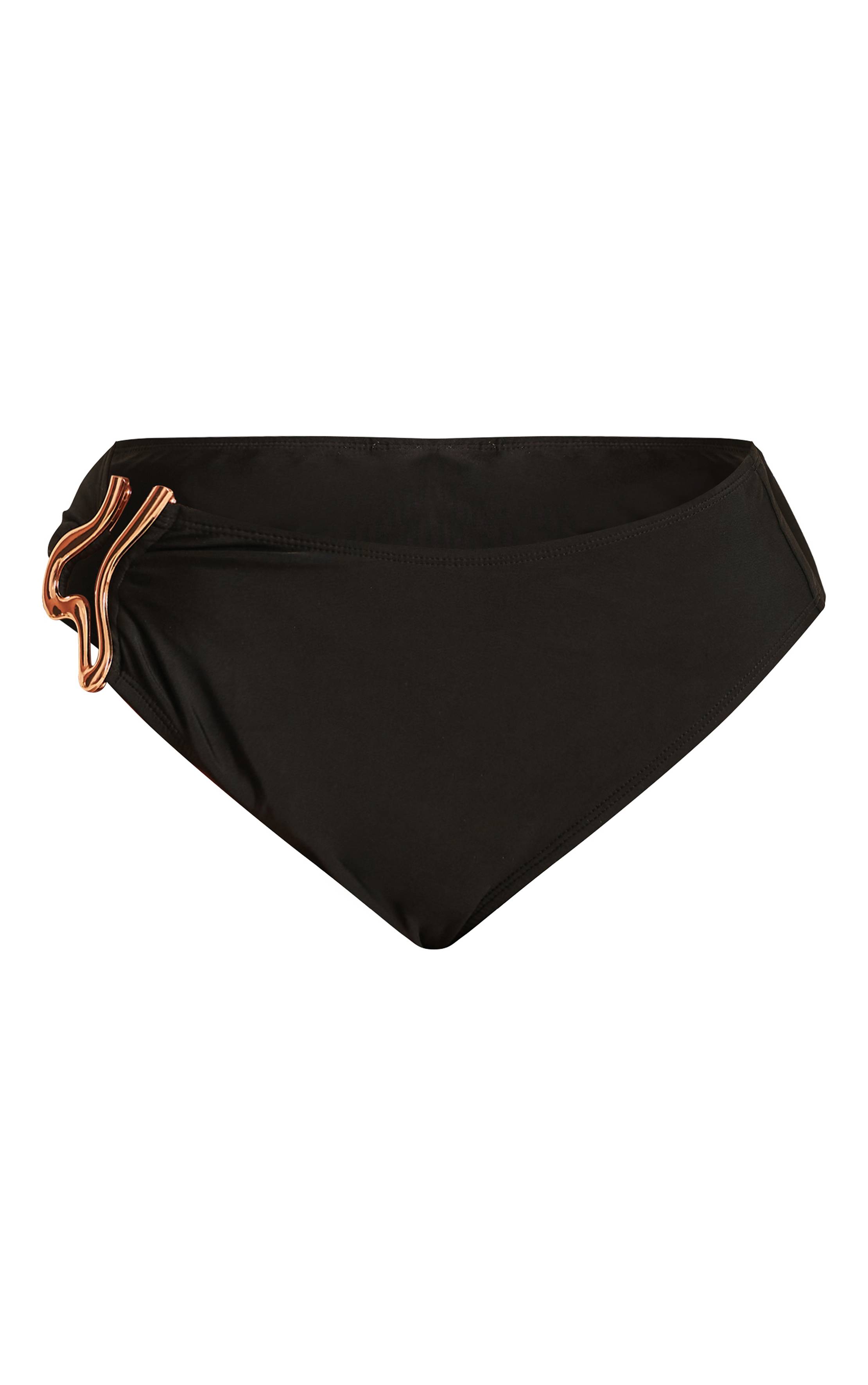 Noir Bas De Bikini Shape À Liseré Vague Doré