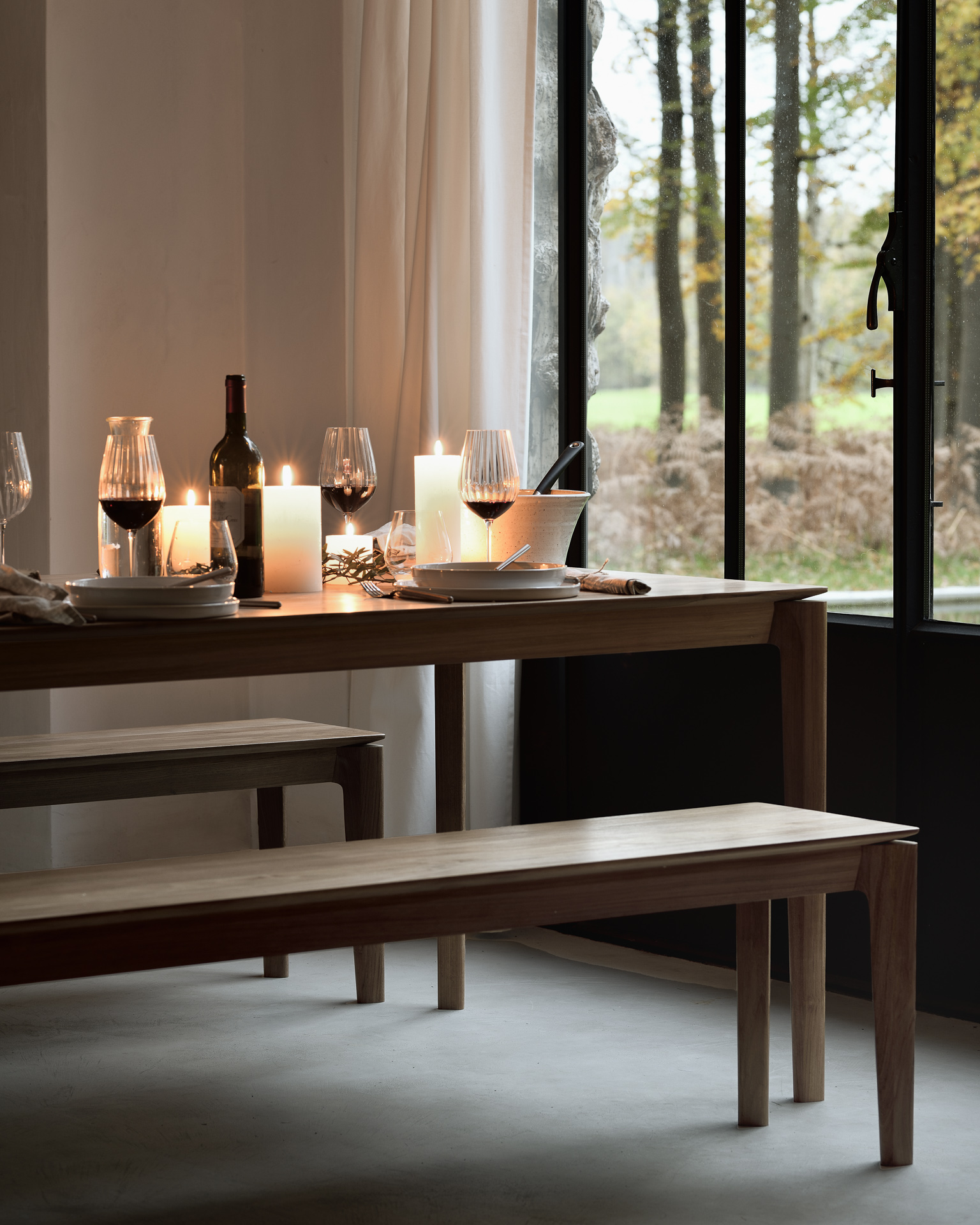 Bok bank - teak - 186cm - onbehandeld