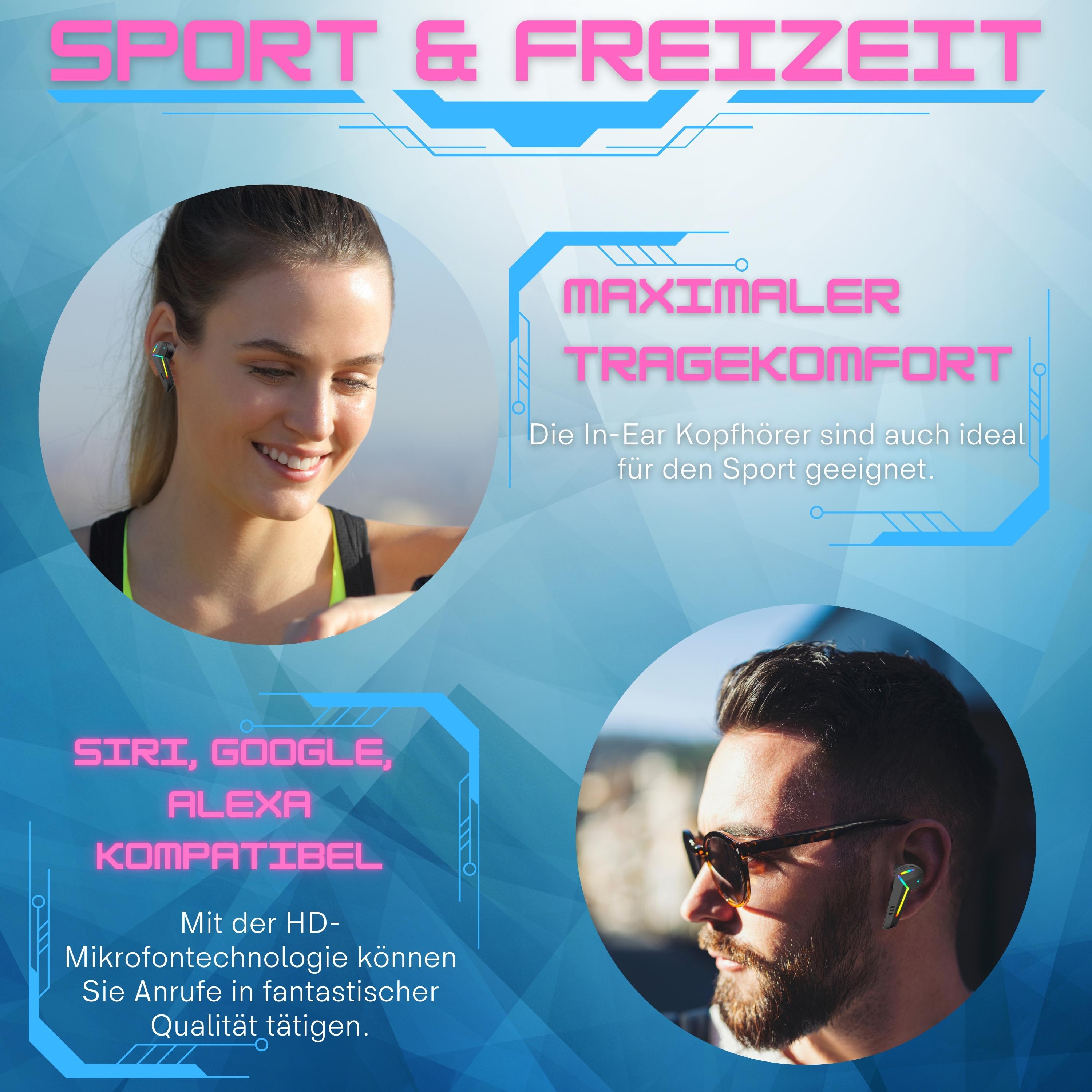 Cyberlux In Ear RGB Bluetooth Gaming Kopfhörer 150h Akkulaufzeit