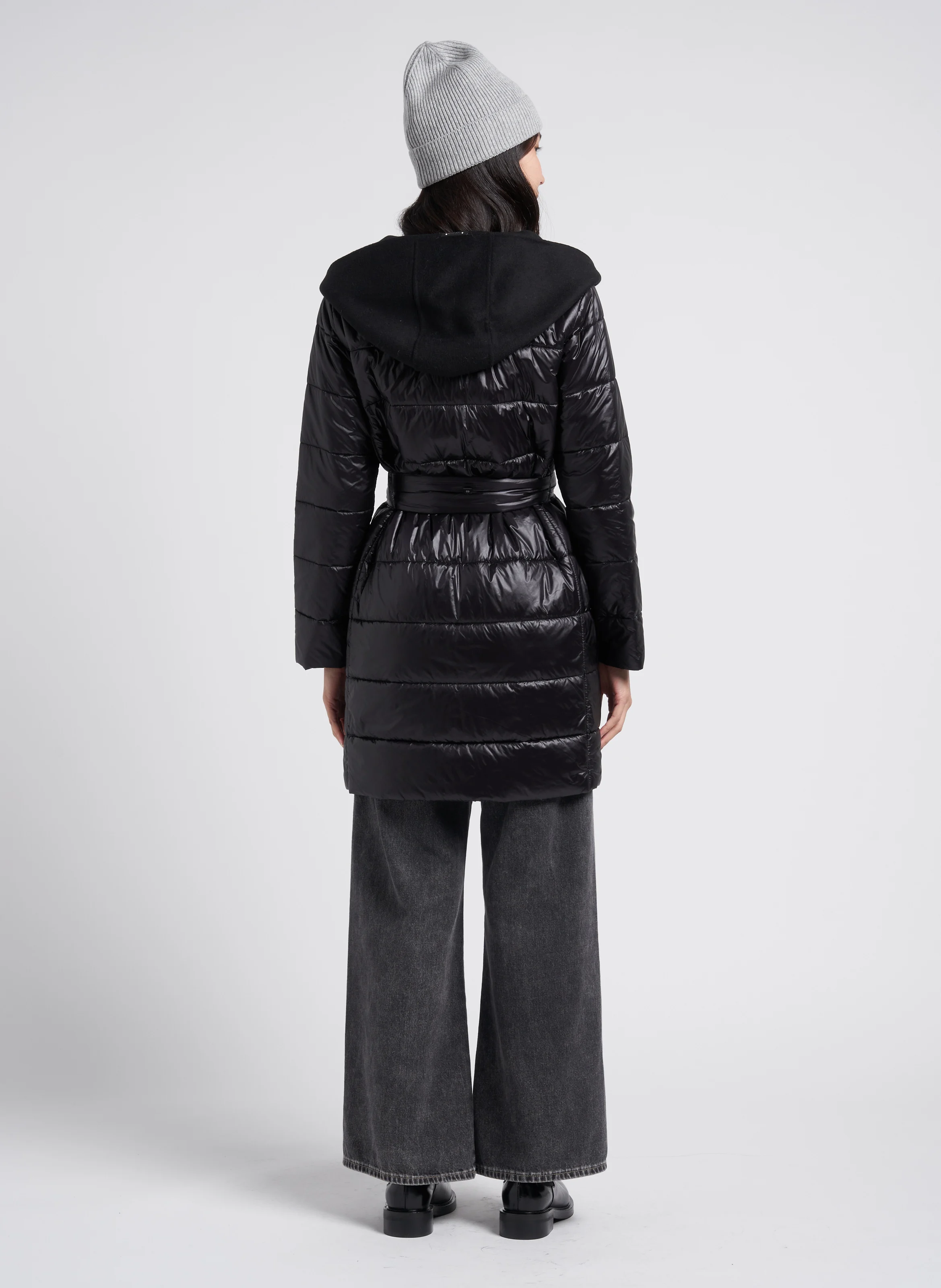 Jean flare taille haute en coton | Noir