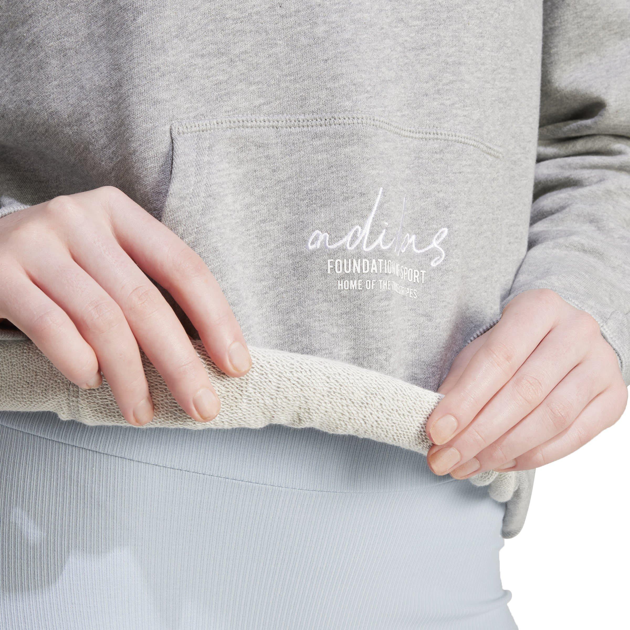 adidas Signature Graphic Embroidery French Terry Loose Hoodie Womens