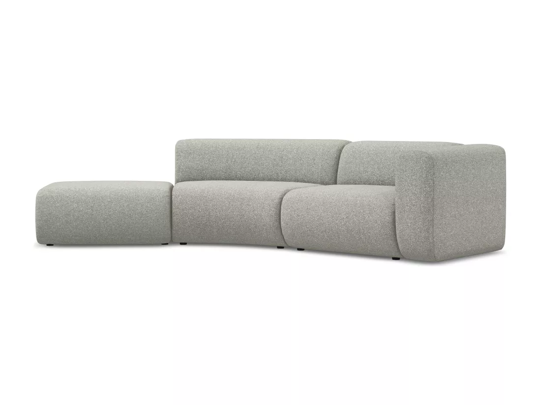 Canapé modulable 4 places gauche en tissu texturé - gris clair - EKAHI