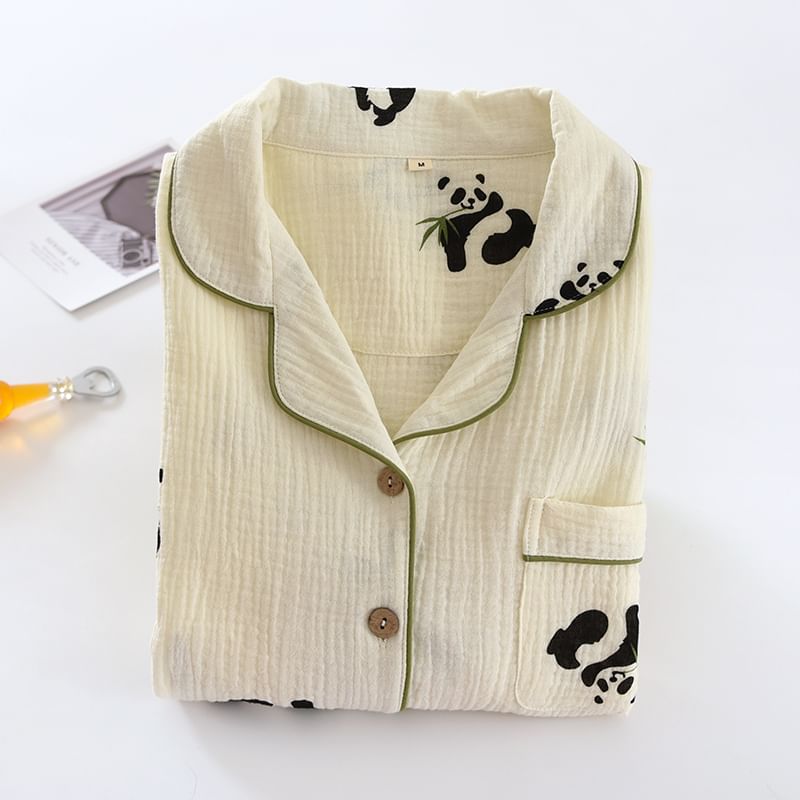 Dogini - Pyjamaset: overhemd met pandaprint en broek