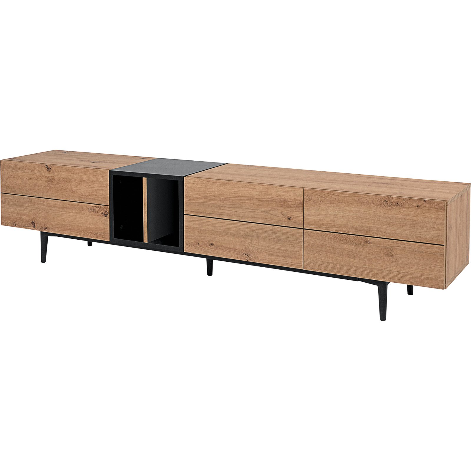 TV-Möbel Joe Dekor Eiche Artisan schwarz 195 x 48 x 37 cm