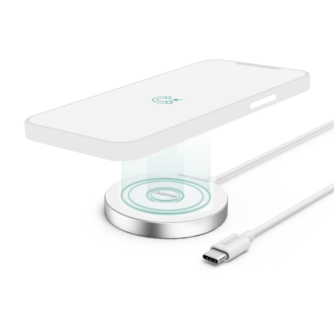 (1m) 15W MagCharge FC15 Magnetisches MagSafe USB C Qi Wireless Ladegerät  (00201681) - Weiss