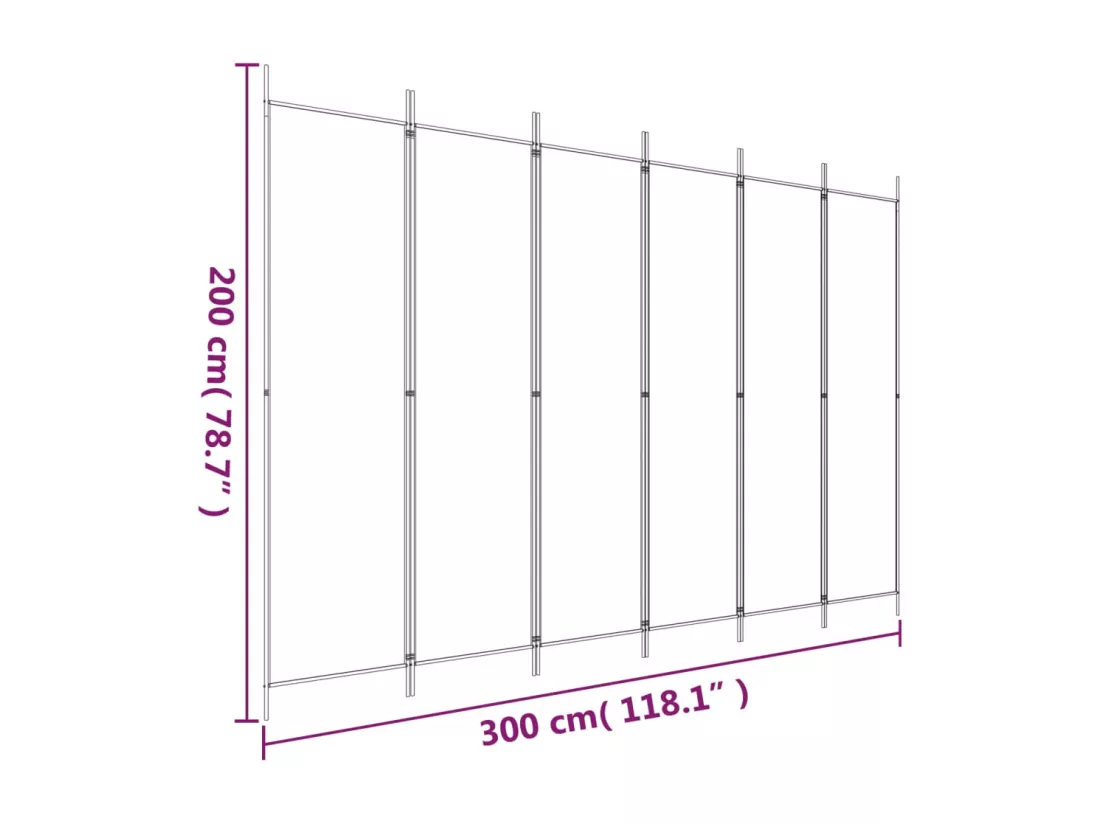 Cloison de séparation 6 panneaux Anthracite 300x200 cm Tissu