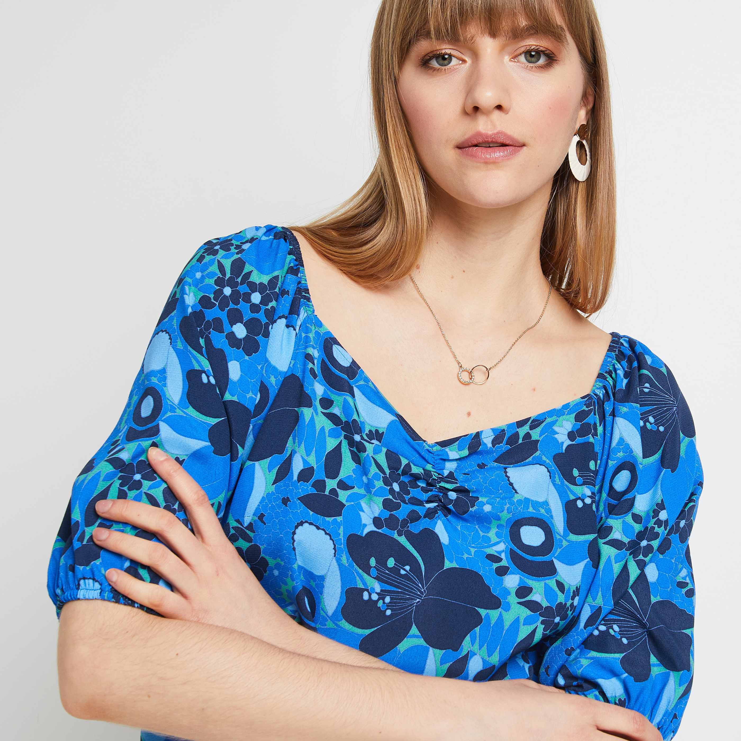 Blouse imprimée femme - BLEU