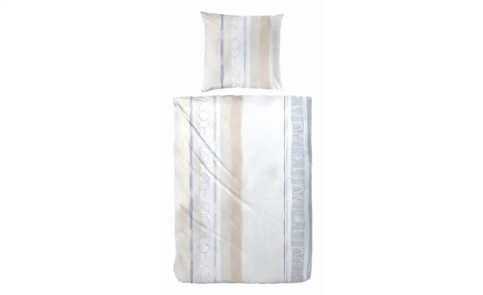 Biber Bettwäsche-Set Blau, Braun 200 cm 135 cm