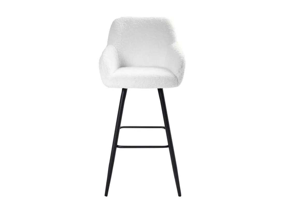 Lot de 2 chaises de bar CASMALIA Bouclé Blanc cassé