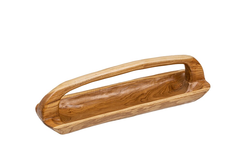 riess-ambiente Holzschale BALI - Massivholz 60cm Teakholz mit Griff natürliche Maserung handmade