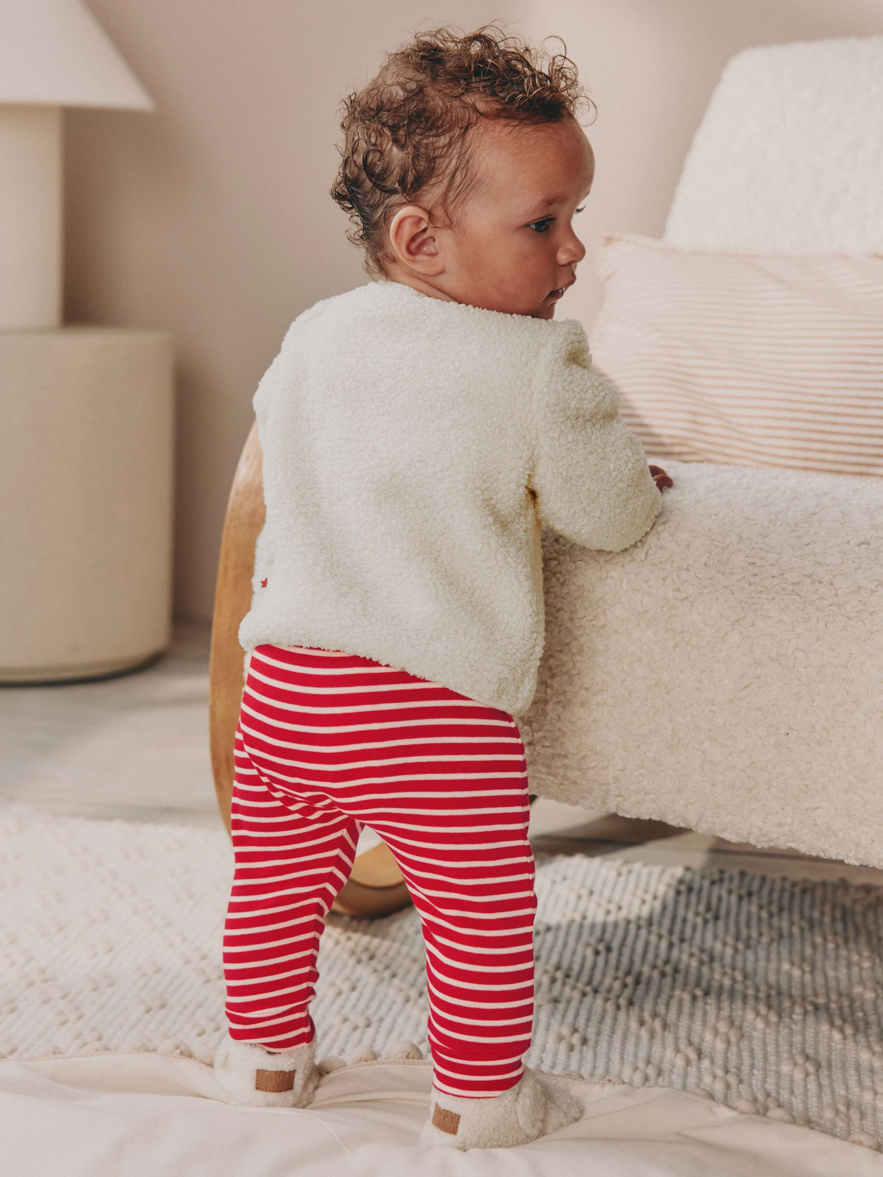 Naturel met rendier - Babyset van fleece top en legging (0mnd-2jr)