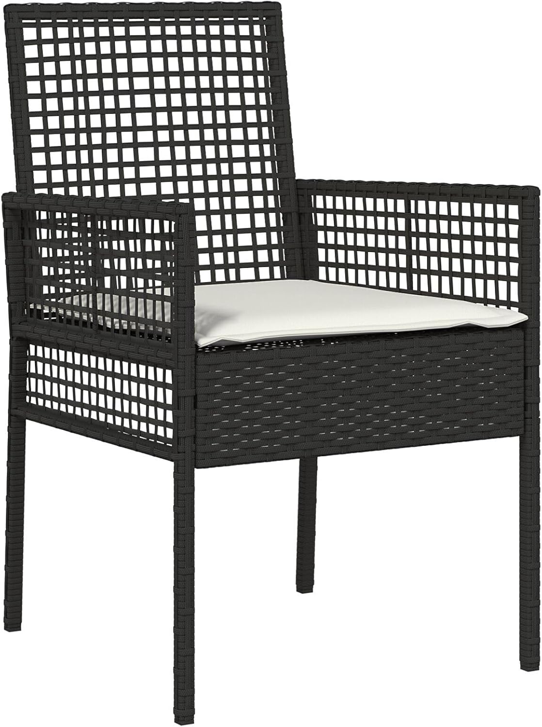 5-teiliges Gartenmöbel-Set mit braunen Kissen aus Polyrattan, rechteckigem Tisch und 4 Stühlen für Balkon und Terrasse, Gestell aus robustem und witterungsbeständigem Stahl