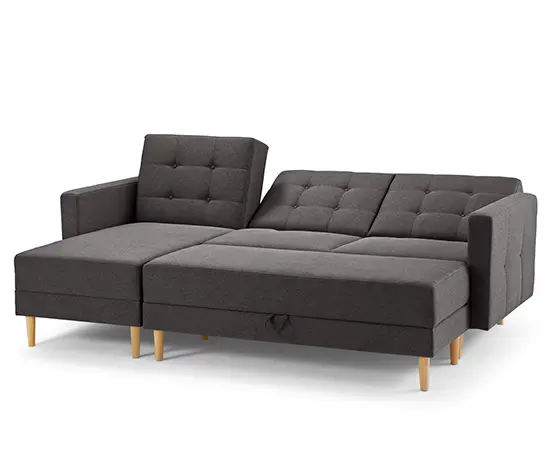 Federkern-Eckschlafsofa mit Stauraumbank