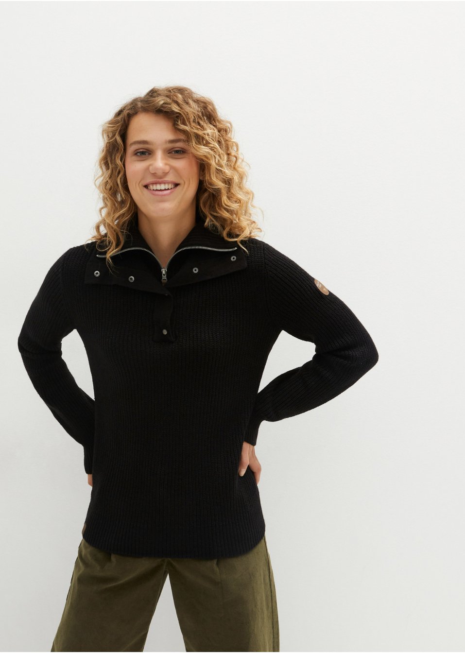 Pull camionneur en maille avec col 2 en 1