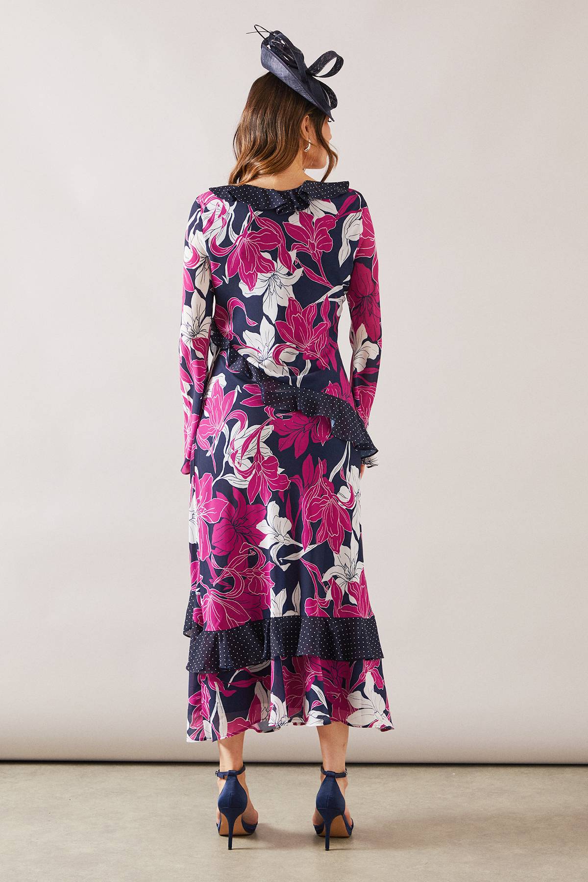 Wallis Robe Midi à Volants Imprimé Floral Mixte