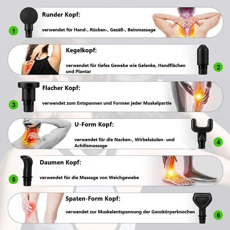 Massage Pistole Elektronische Muskelmassagepistole zur Entspannung Massagegerät   LED Anzeige (2500mAh)   Koffer - Grau / Schwarz