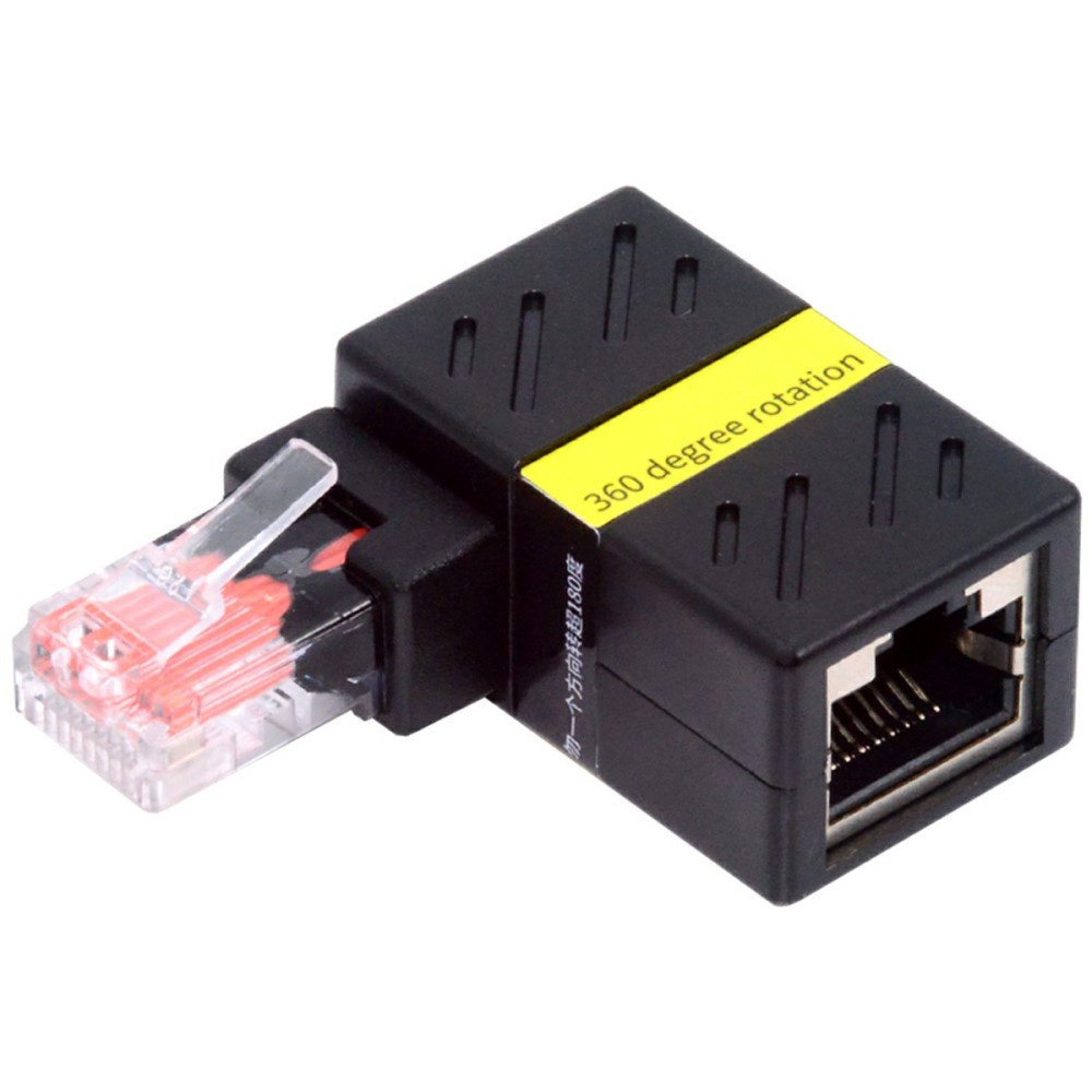 360° RJ45 LAN Ethernet Netzwerk Keystonejack Kabel Kupplung Cat6 (1000Mbit/s) - Schwarz