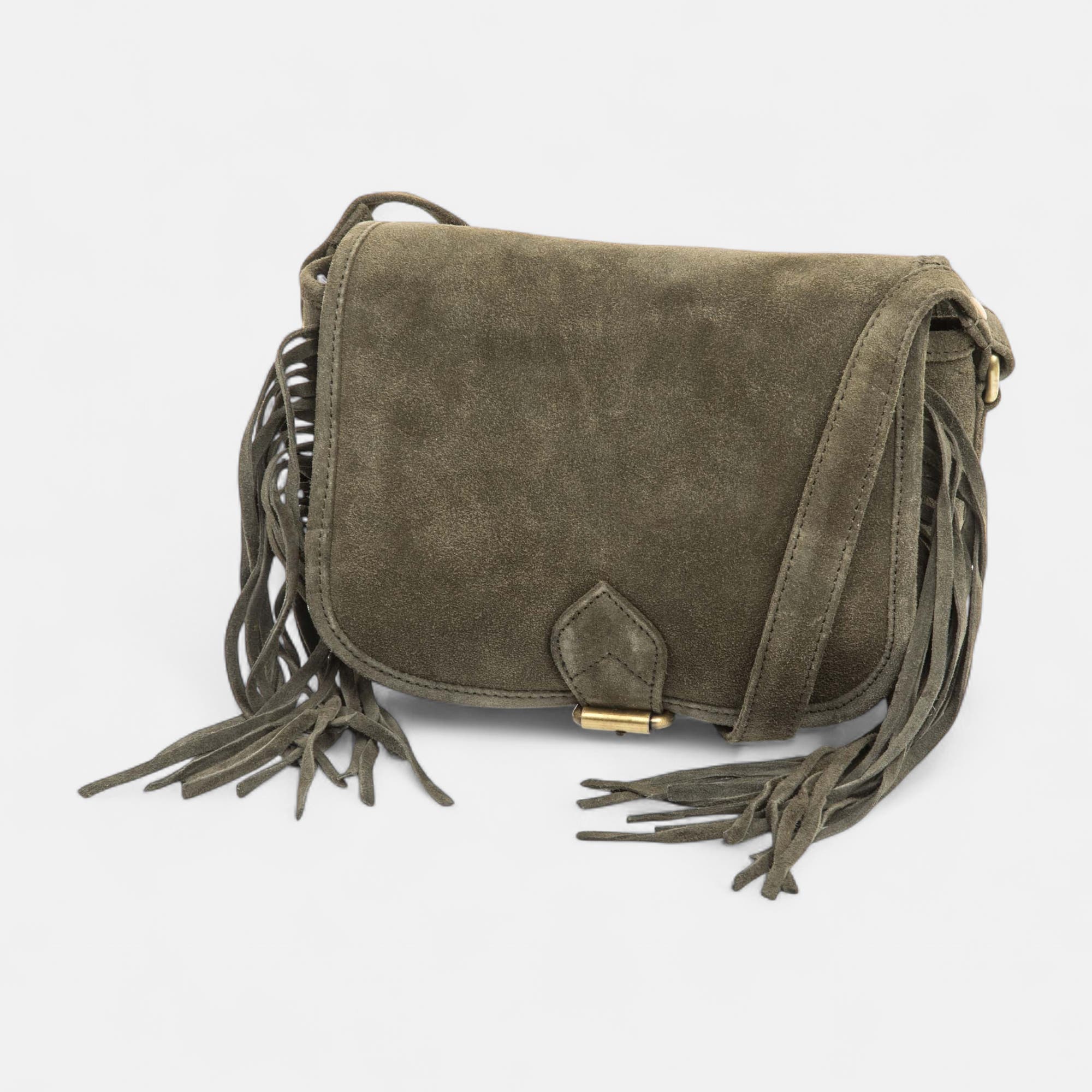 Sac bandoulière en cuir kaki