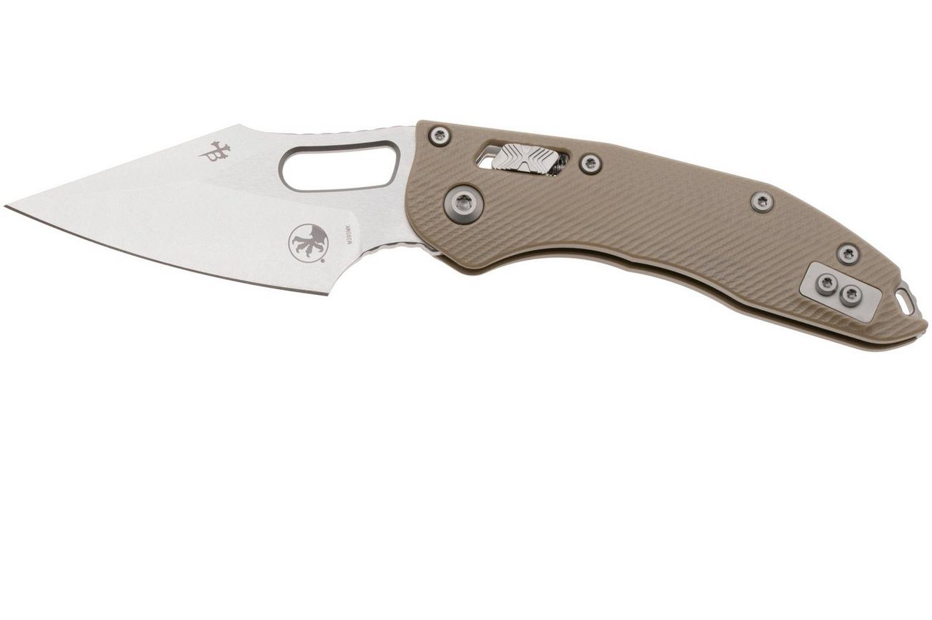 Microtech Stitch 169RL-10FLGTTA, Stonewashed M390MK, Fluted Tan G10 zakmes, Borka Blades design