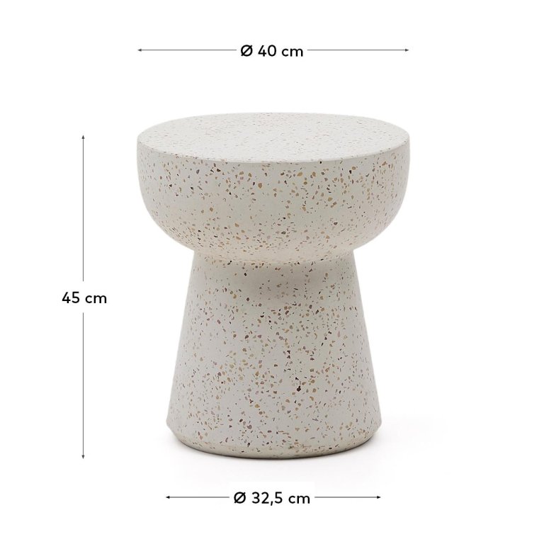 Kave Home Pada bijzettafel Ø40 wit terrazzo