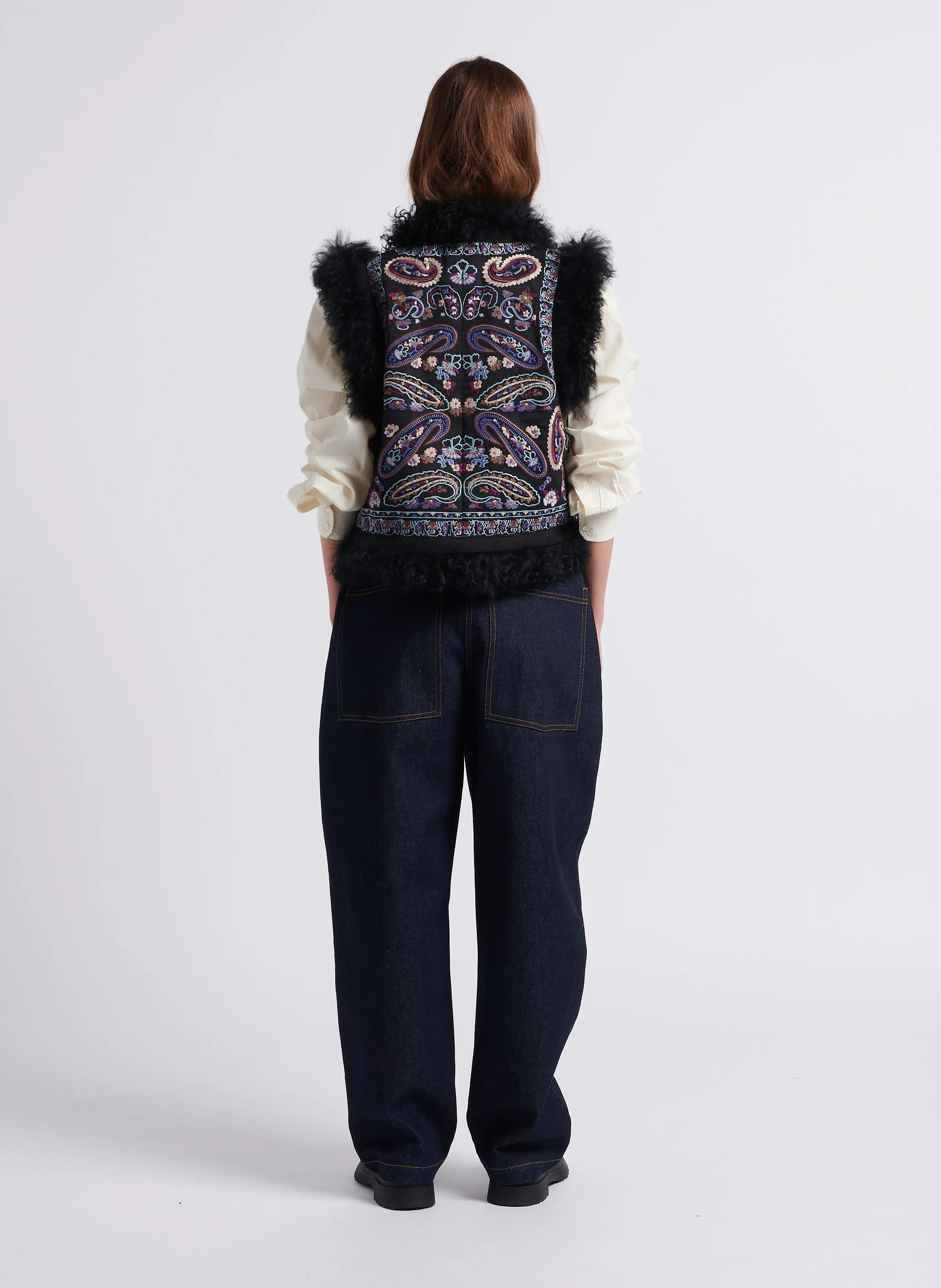 ROZA - Gilet droit en coton | Noir