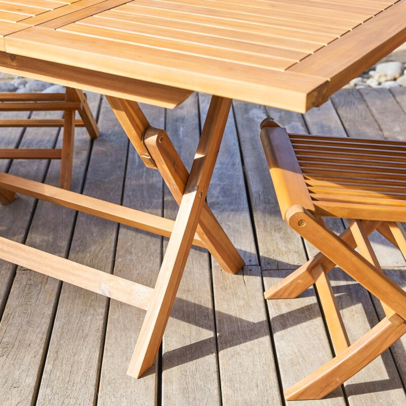 Table d'extérieur extensible en bois d'acacia 4-6 pers Capri H 75 x L 120 x P 70 cm