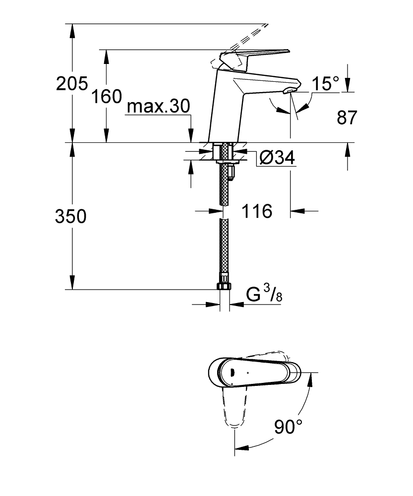 Grohe Eurodisc Cosmopolitan 1-gats wastafelkraan chroom
