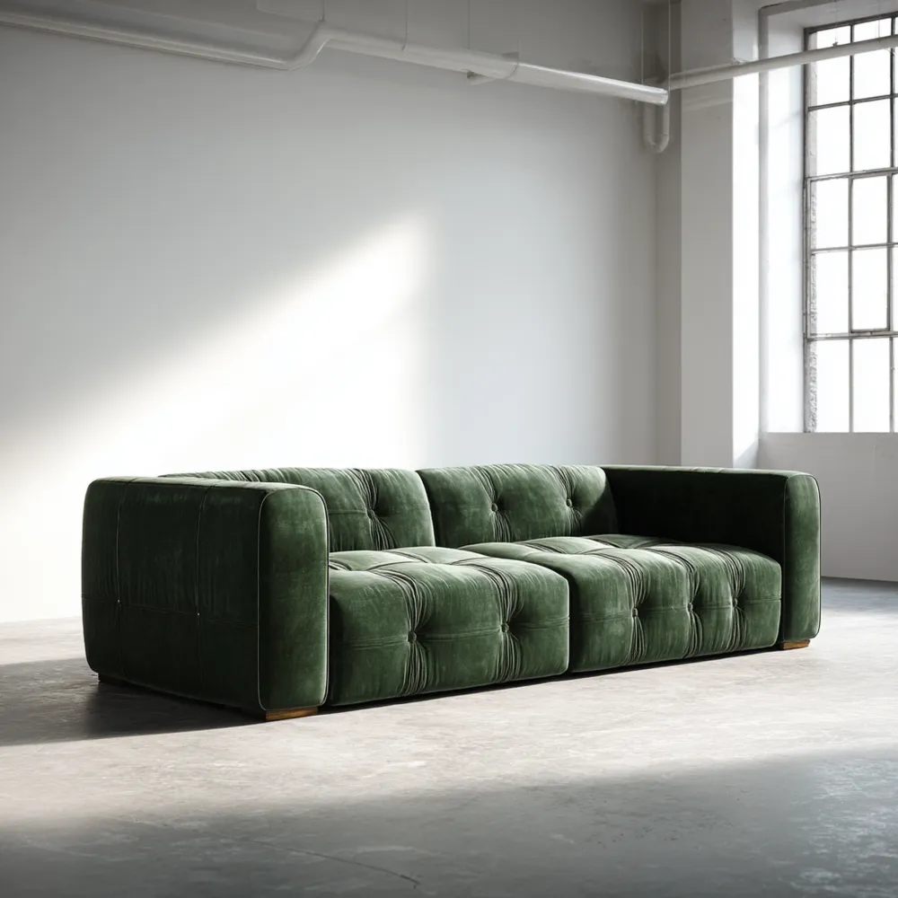 3-Sitzer-Sofa Samtpolster 240x100x80 cm – Dunkelgrün – Modernes Design