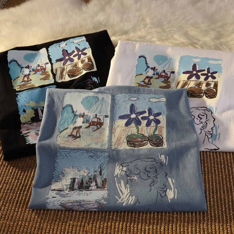 Kupyd - Koppels matchend T-shirt met elleboogmouwenprint