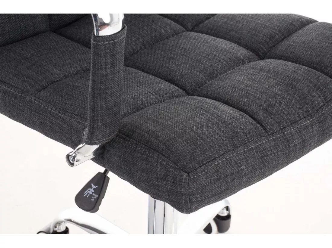 Chaise de bureau - Tissu & Métal chromé - Gris - Deli V2