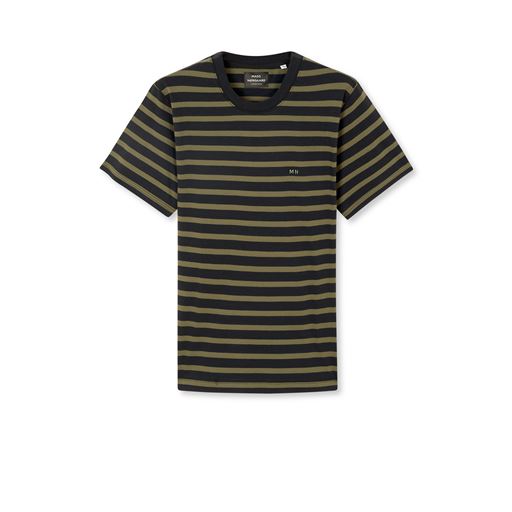 Mads Nørgaard Cotton Jersey Stripe Frode T-shirt, Kalamata/Jet Black, XXL