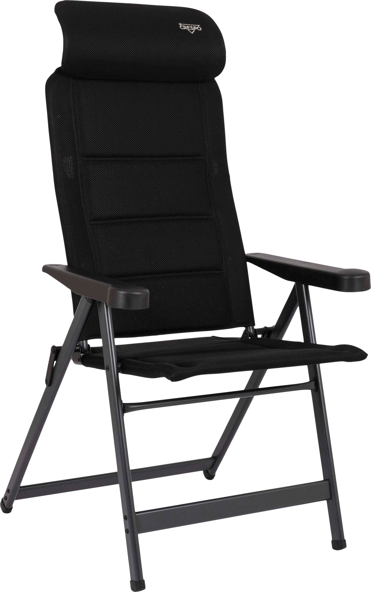 Crespo AP/240-ADC-80 Campingstuhl mit 7-fach verstellbarer Rückenlehne / verstellbarer Kopfstütze schwarz