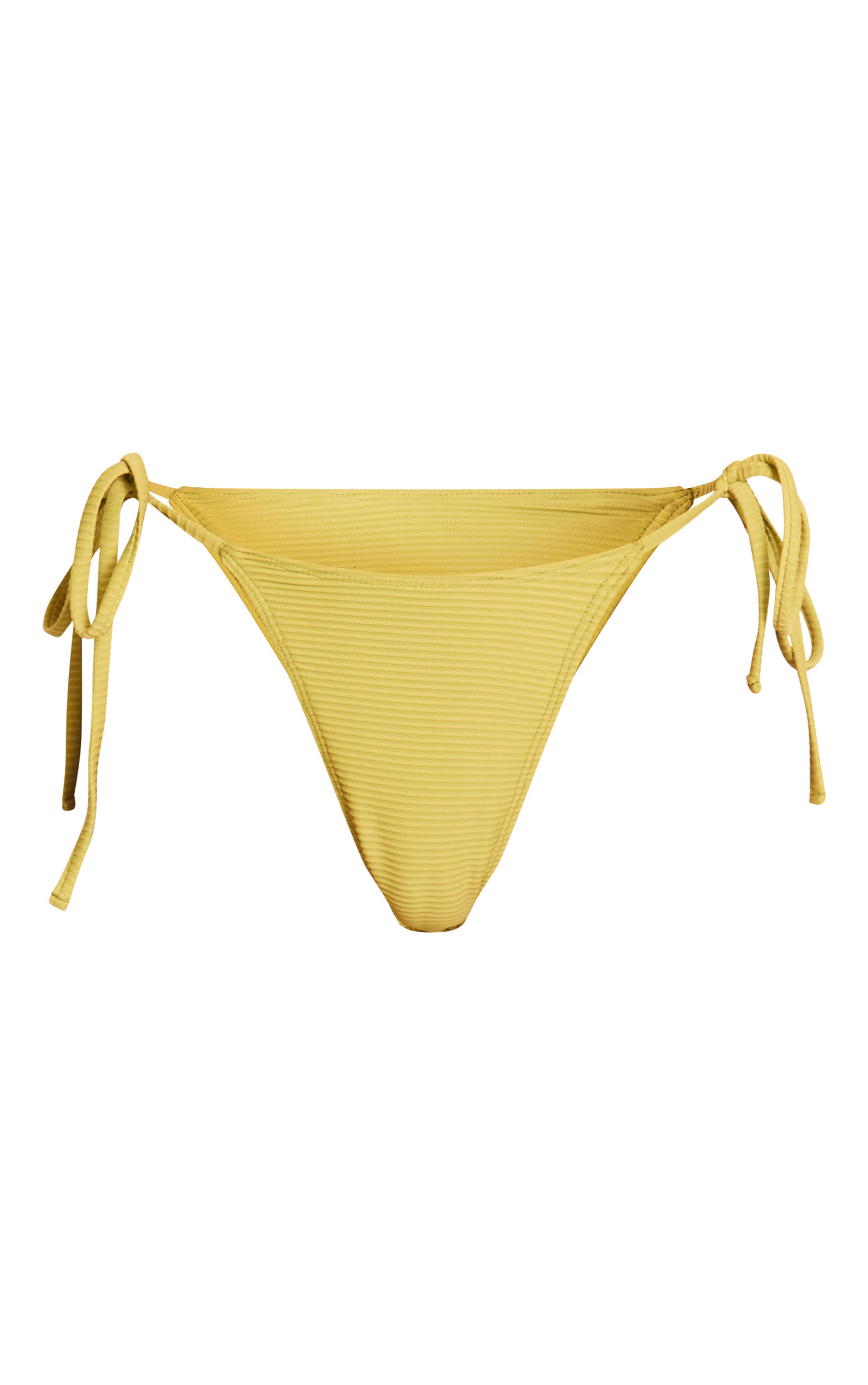 Citron Vert Bas De Bikini Côtelé À Nouer Sur Les Côtés