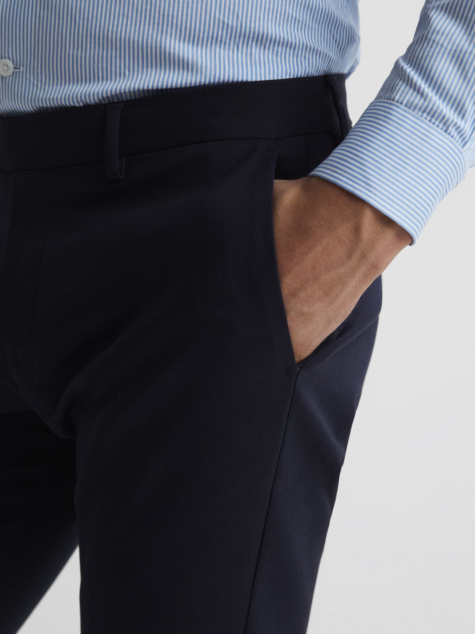 Marineblauw - Reiss slim-fit Eastbury chino