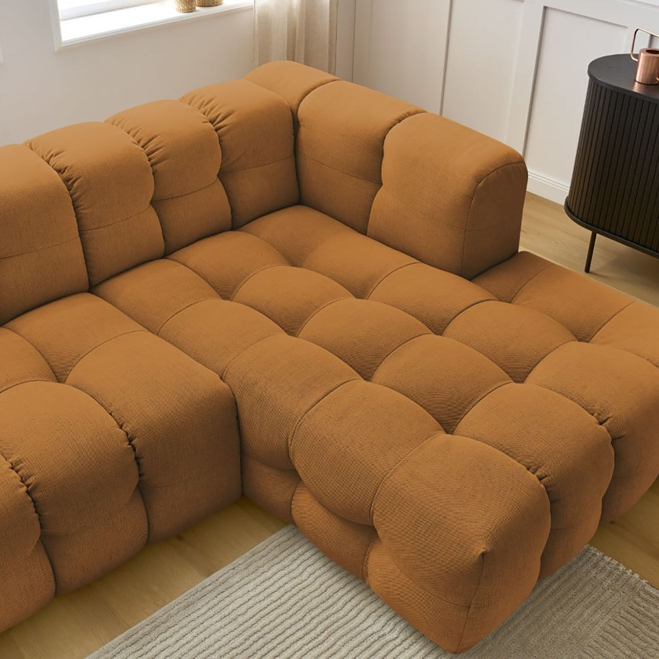 Bobochic Canapé d'angle droit cloud jaune - 288x184x75 cm