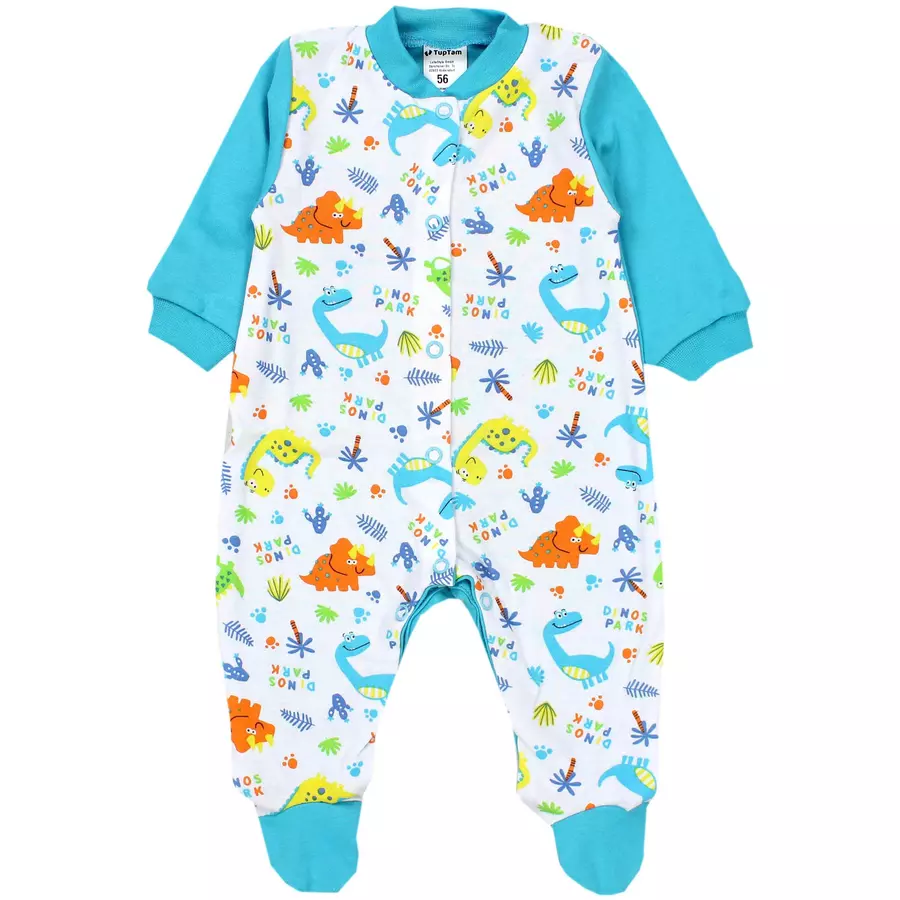 TupTam Baby Jungen Schlafstrampler mit Fuß 3er Pack türkisblau