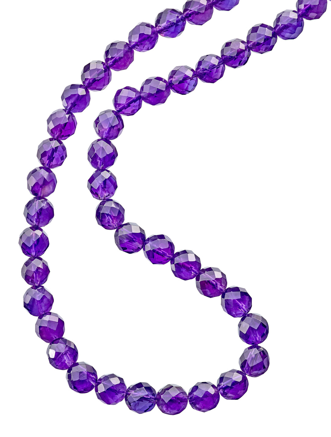 Amethyst-Halskette mit facettierten Kugeln