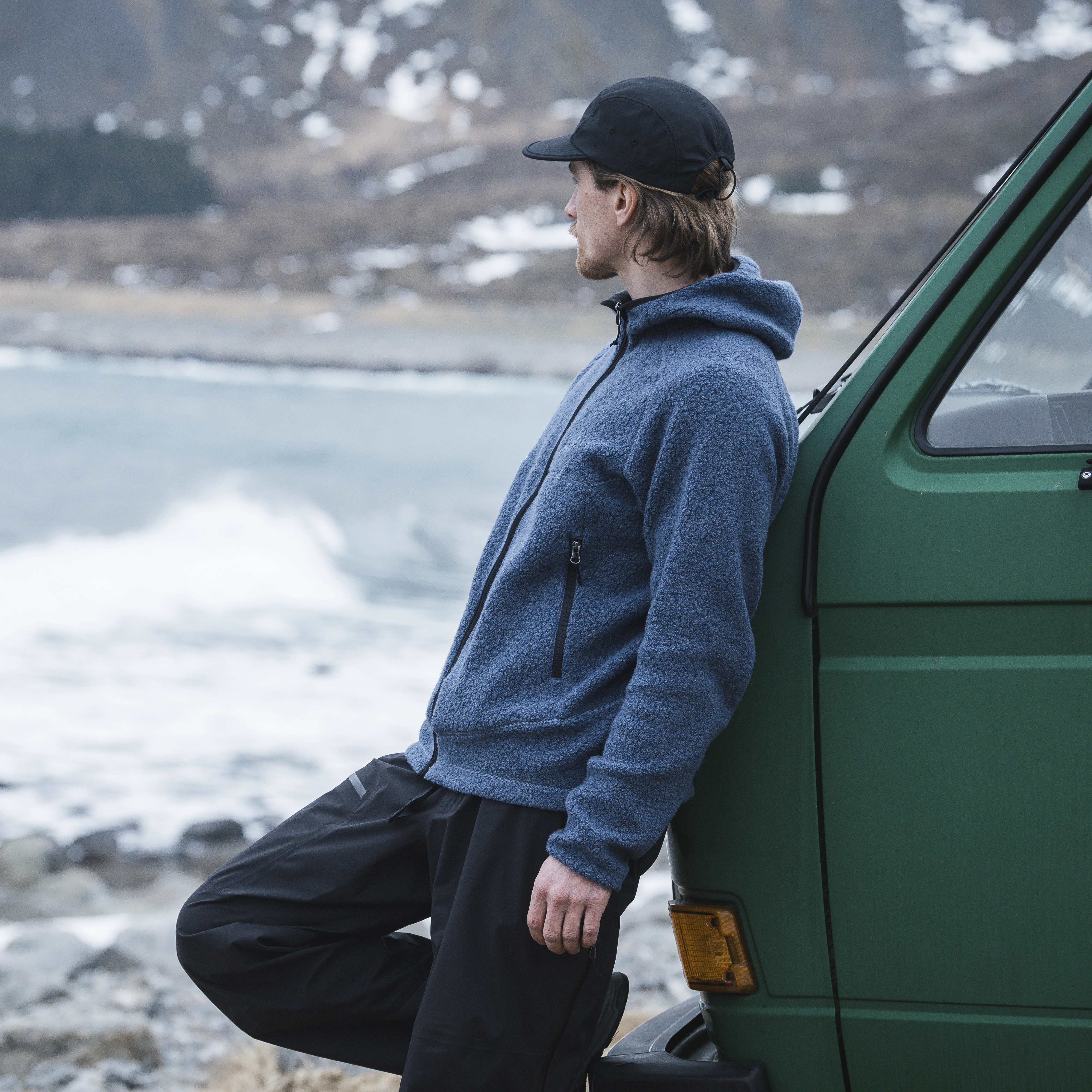 Vaagaa Merino Terry Midlayer Hoodie Men Granite Blue