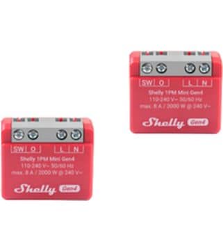 Shelly WLAN-Schaltaktor 1 Mini Gen4 x 2 Rot Intelligenter Schalter