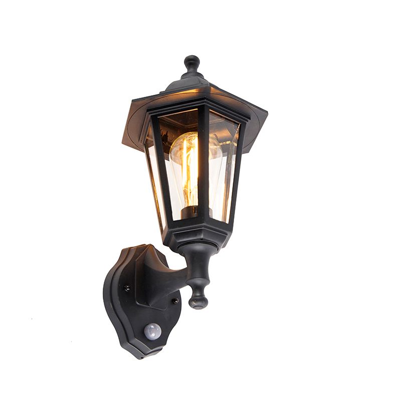 Klassieke buiten wandlamp zwart met bewegingssensor - New Haven