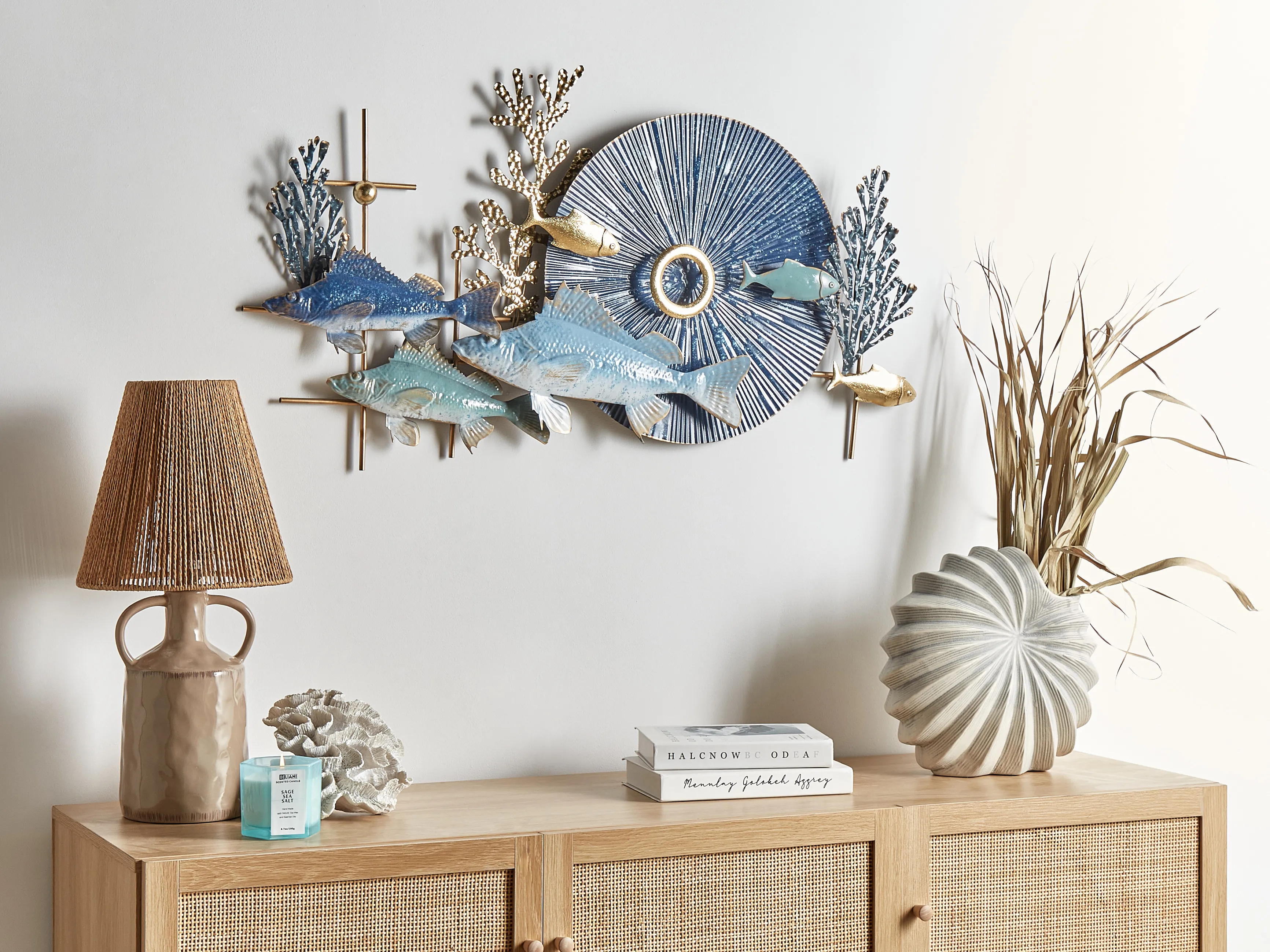 Wanddecoratie Vis BARIUM Metaal 48 cm Blauw