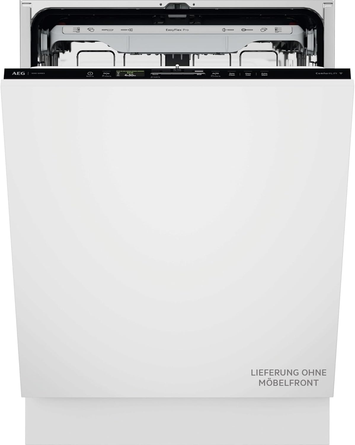 Vollintegrierter AEG 9000 Geschirrspüler, 60cm, smarte WiFi Spülmaschine, multifunktionale Körbe für Backbleche, Wein- & Biergläser, 35 dB mit SuperSilent, A-10%, TimeOnFloor, Innenlicht, GI9210X2CT