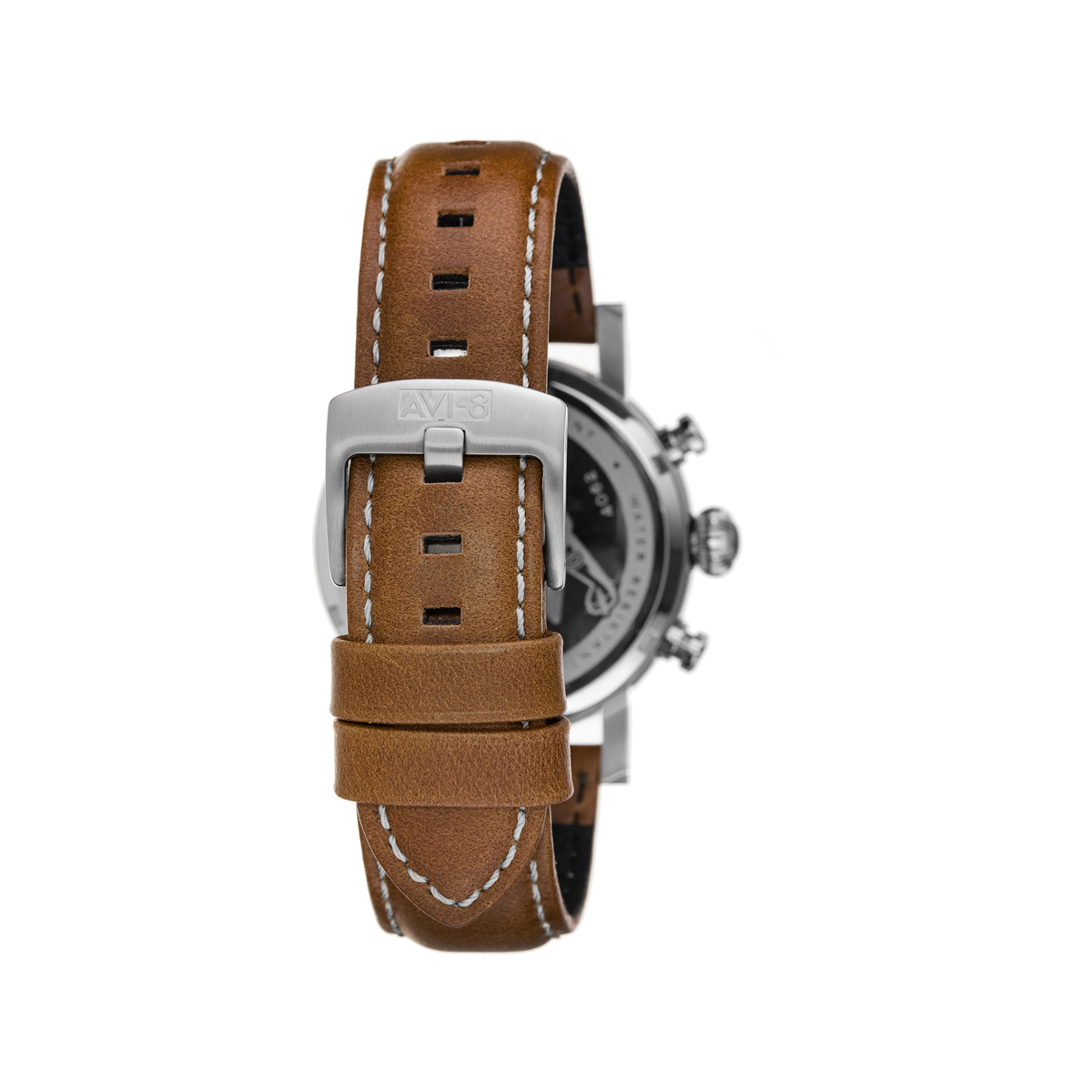 Montre AVI-8 homme chronographe acier cuir marron