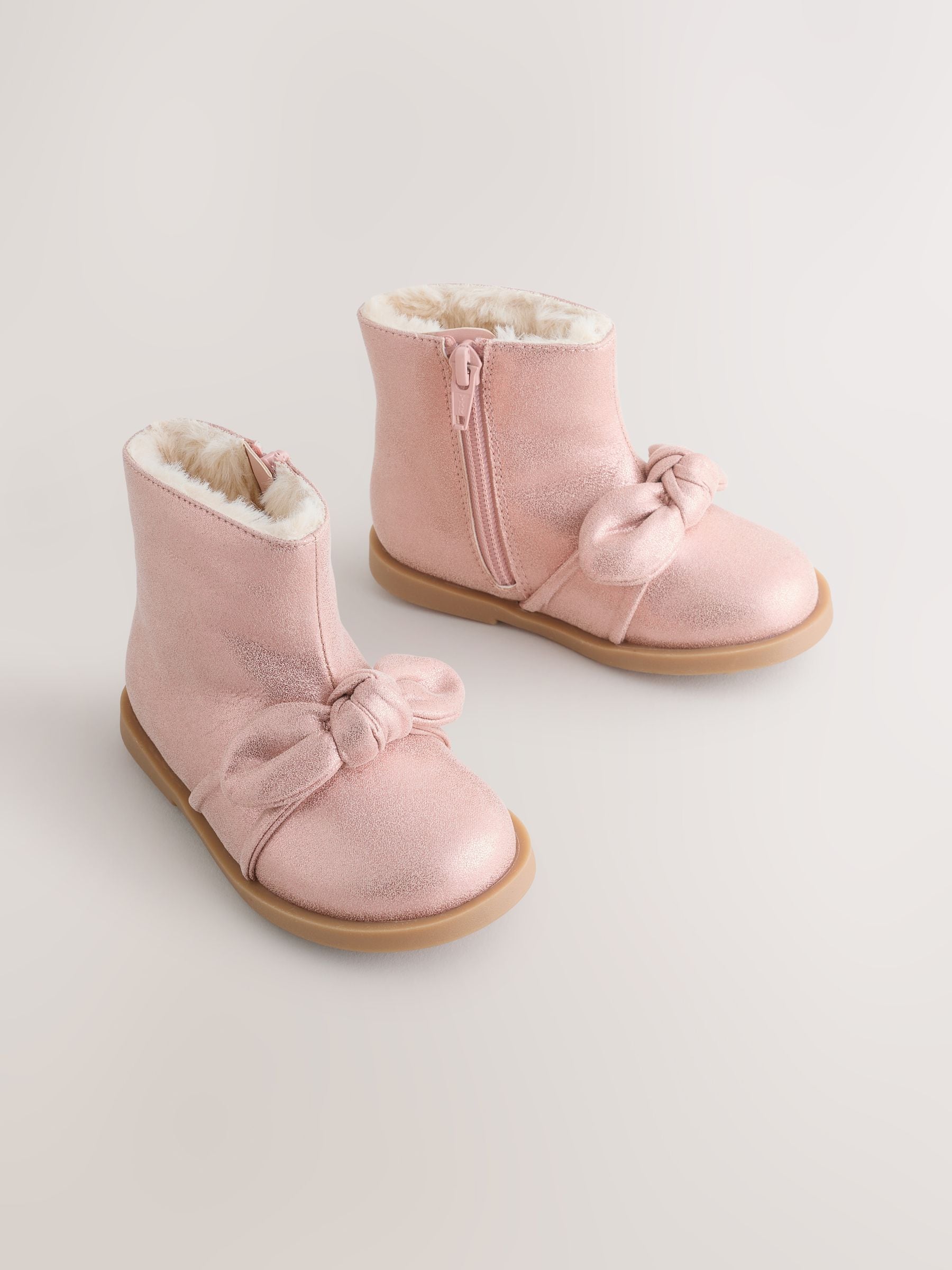 Roze - Metallic laarzen met strik