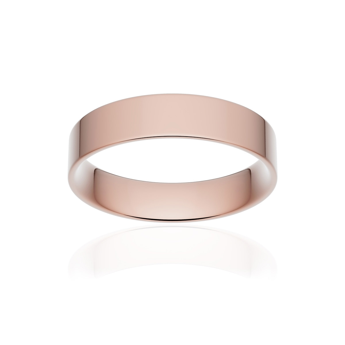 Alliance or 750 rose poli ruban plat confort 4,5mm