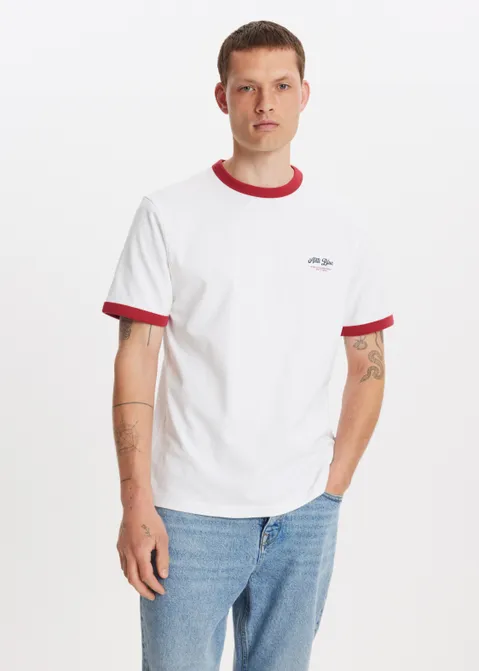 T-shirt met print blue ringer wit (WIT)