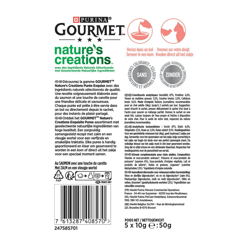 Gourmet Nature's Creations Puree Zalm Wortel5 x 10 gr